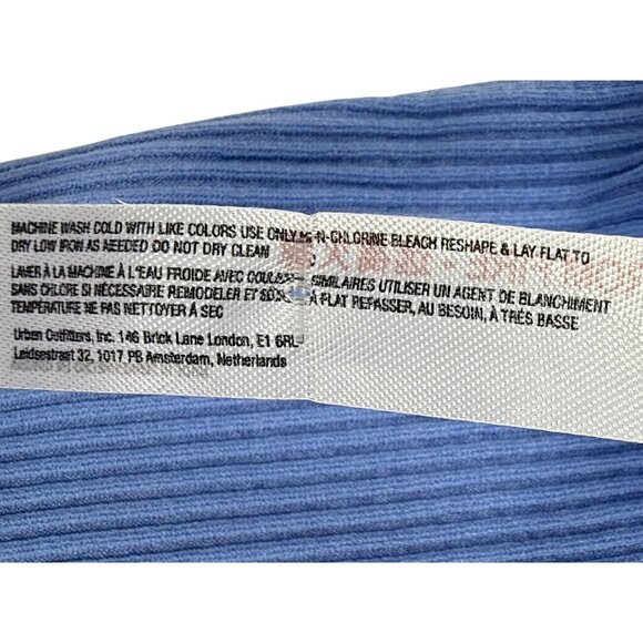 NWT UO Blue Ribbed Bodysuit XS/S High Neck V-Slit Thong • Modern Minimalist Y2K - Picture 10 of 16